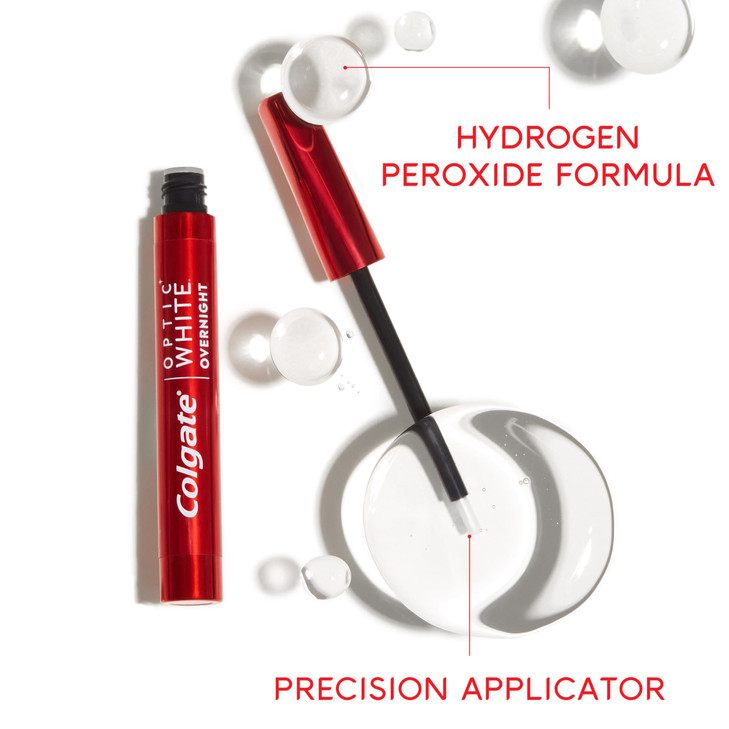 Colgate Optic White Overnight Teeth Whitening Pen Enamel Safe and Vegan Teeth Stain Remover to Whiten Teeth Teeth Whiten