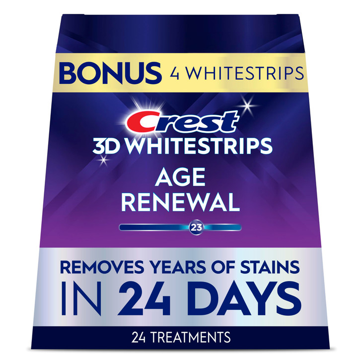 Crest 3D Whitestrips Age Renewal Teeth Whitening Kit 24 Treatments 20 4 Bonus Each with 1 Upper1Lower 48 Strips Crest 3D