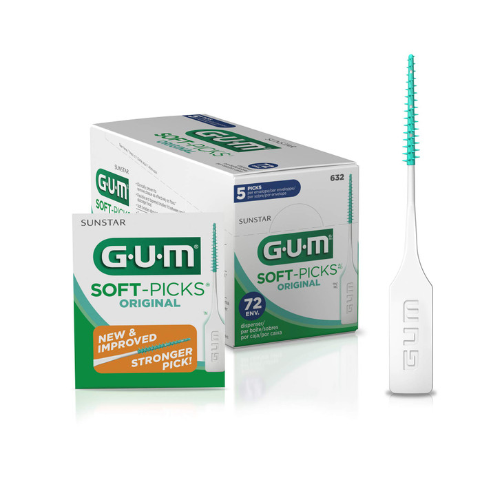 GUM SoftPicks Original Dental Picks Item 632 Professional Samples 5 SoftPicks Per Pack 72 Packs