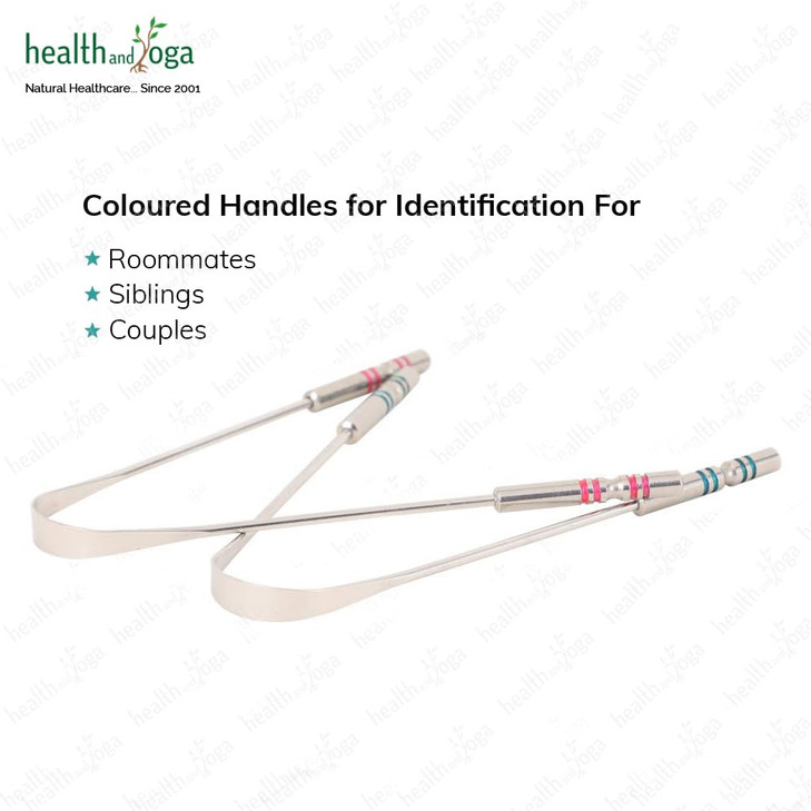 HealthAndYoga SteloSwipe His and Hers Premium Tongue Cleaners for Partner and You 2 pcs Quality Steel Tongue Scrapers wi
