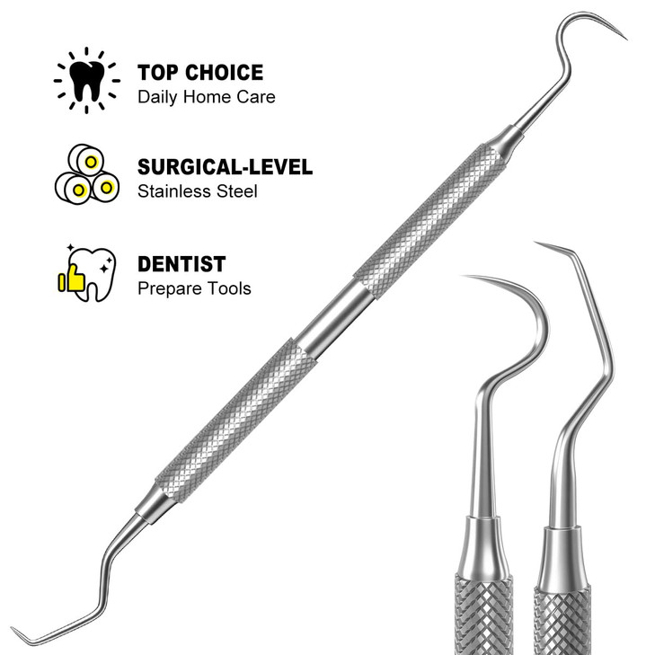 GCATACC Dental Tools Teeth Cleaning Tools Oral Care Hygiene Kit with Tongue Cleaner Stainless Steel Dental Pick Tooth Sc