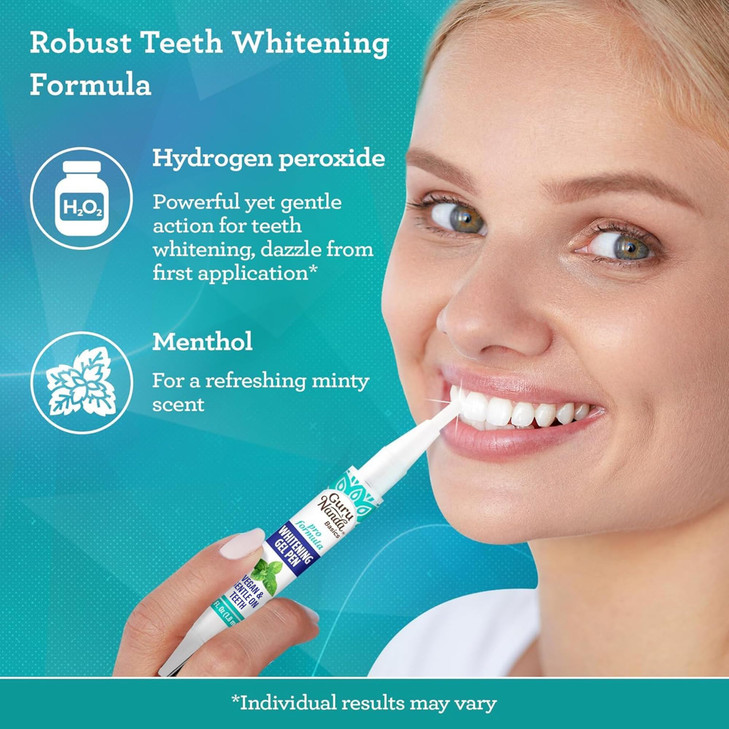 GuruNanda Teeth Whitening Pen006 fl oz20 Uses Vegan Gentle on Teeth Pro Formula Hydrogen Peroxide Whitening Gel Pen Crue