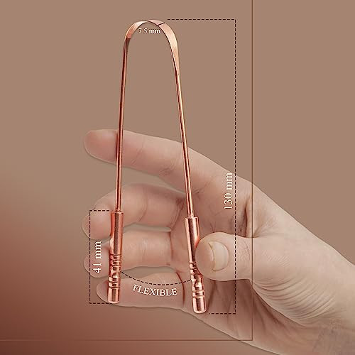 MasterMedi Tongue Scraper with Case Easy to Use Tongue Scraper for Adults Tongue Cleaner for Oral Care Hygiene Copper Se