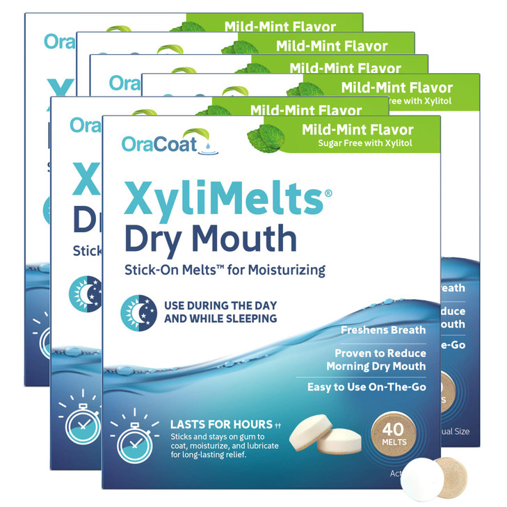 Oracoat XyliMelts for Dry Mouth Night Time or Day Moisturizing Dry Mouth Adhering Discs Sugar Free with Xylitol 40 Count