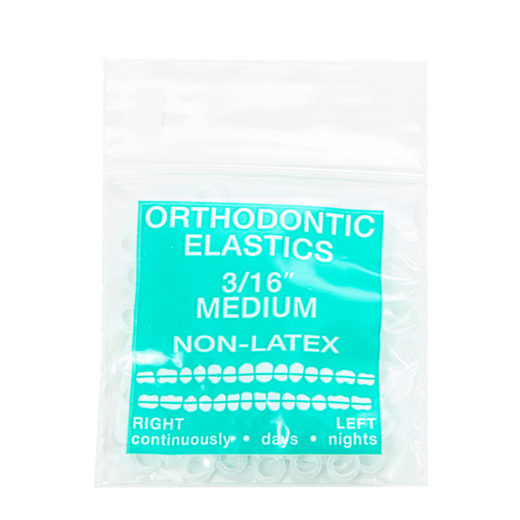 JMU Orthodontic Elastics 316 Medium 45oz 100 pack Intraoral Elastic Bands Latex Free Dental Rubber Bands Made in USA
