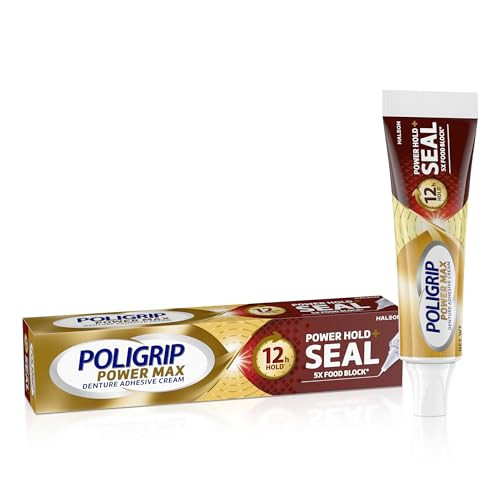 Poligrip Power Max Power Hold plus Seal Denture Adhesive Cream Denture Cream for Secure Hold and Food Seal Flavor Free 2