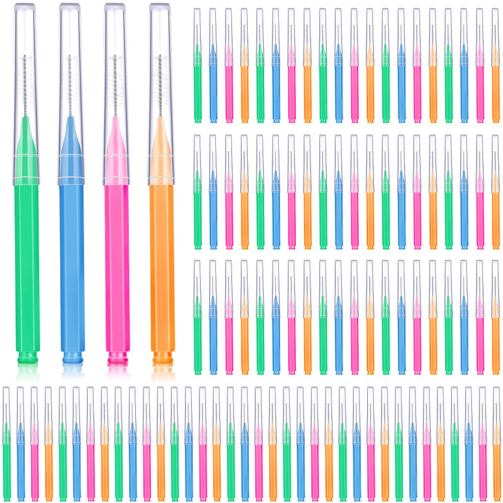 Patelai 100 Pieces Braces Brush for Cleaner Interdental Brush Toothpick Dental Tooth Flossing Head Oral Dental Hygiene F