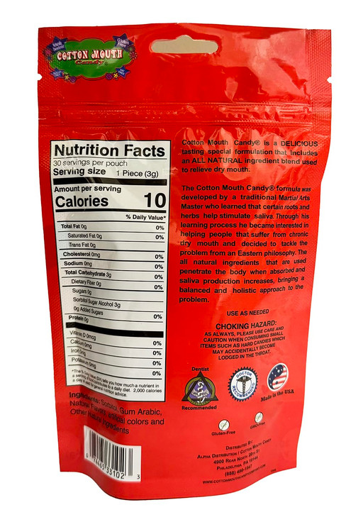 Cotton Mouth Candy Dry Mouth Relief Fruit Mix 33 Ounce Bag 1 Bag Relieves Dry Mouth Increases Saliva Production Sugar Fr