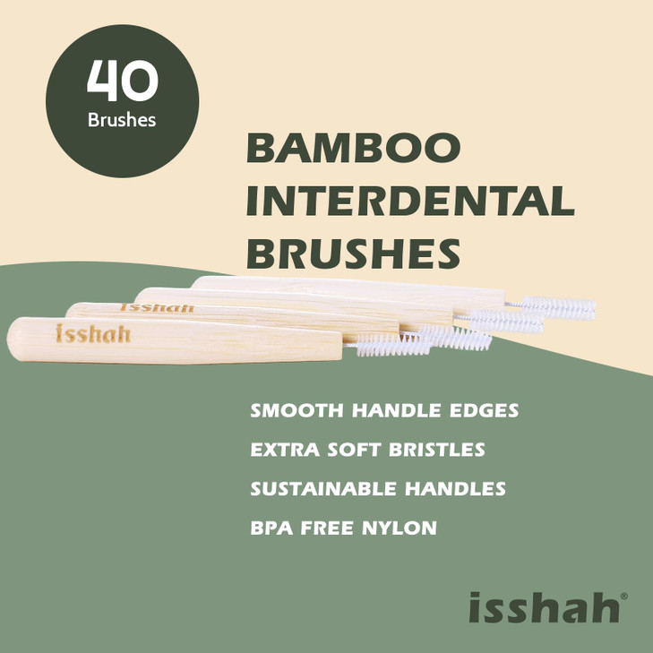 Isshah Biodegradable Bamboo Handle Interdental Brushes Between Teeth Cleaner Deep Clean Toothpick FSC Certified and PETA