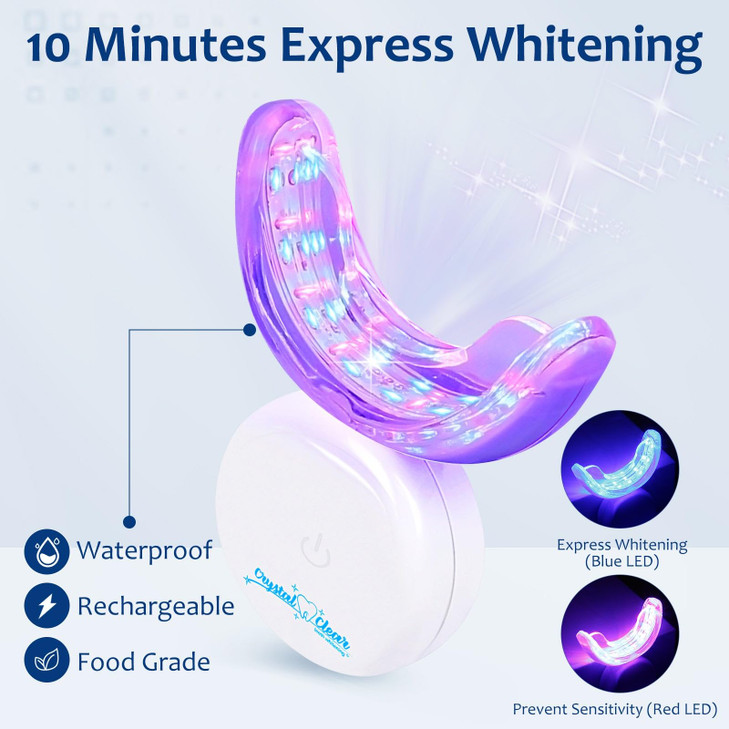 Crystal Clear Teeth Whitening Kit 35 Carbamide Peroxide Teeth Whitening Gel with Rechargeable LED Light Dentists Recomme