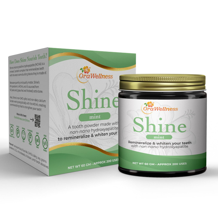 OraWellness Shine Remineralizing Tooth Powder with Hydroxyapatite Made in The USA Fluoride Free Tooth Repair Natural Tee