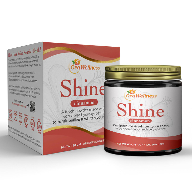 OraWellness Shine Remineralizing Tooth Powder with Hydroxyapatite Made in The USA Flouride Free Tooth Repair Natural Tee