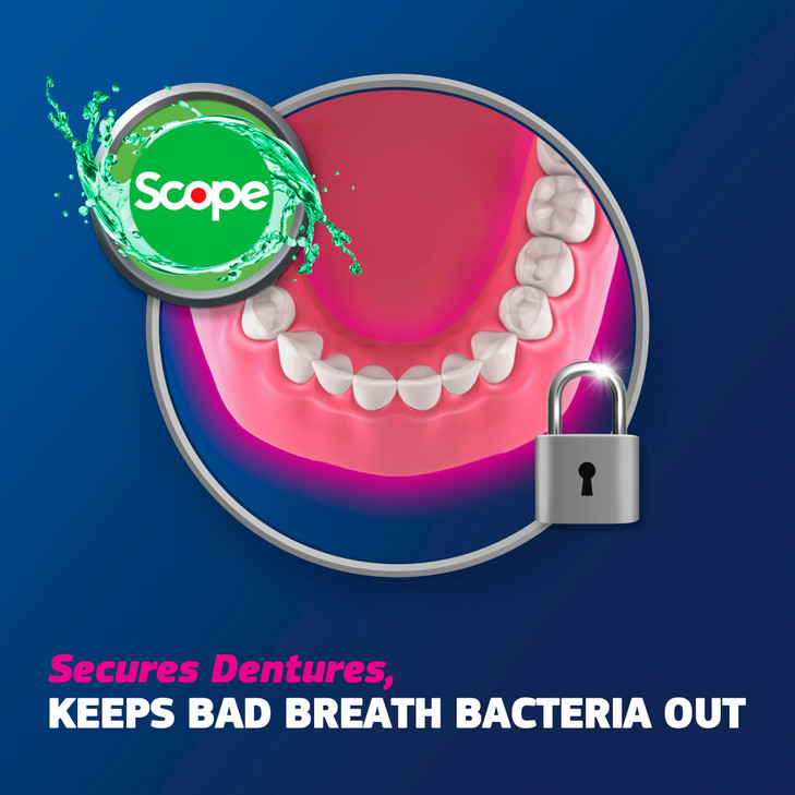 Fixodent Plus Scope Secure Denture Adhesive 20oz Pack of 4 Blue Green