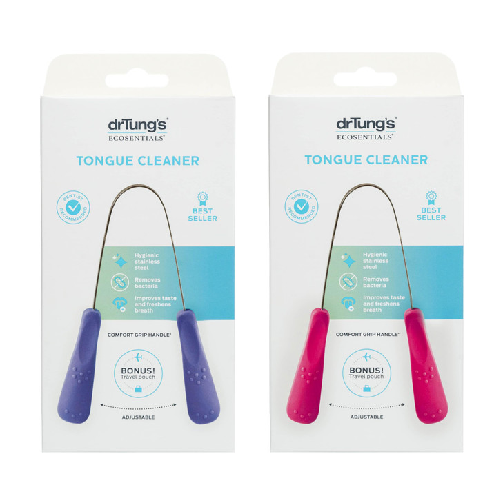 drTungs Stainless Tongue Scraper Tongue Cleaner for Adults Kids Helps Freshens Breath Easy to Use Comfort Grip Handle Co