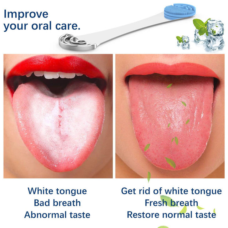 MOOSEC Tongue Scraper for AdultsKids Durable Food Grade 2 in 1 Silicone Tongue Brush and 100 Stainless Steel Tongue Scra