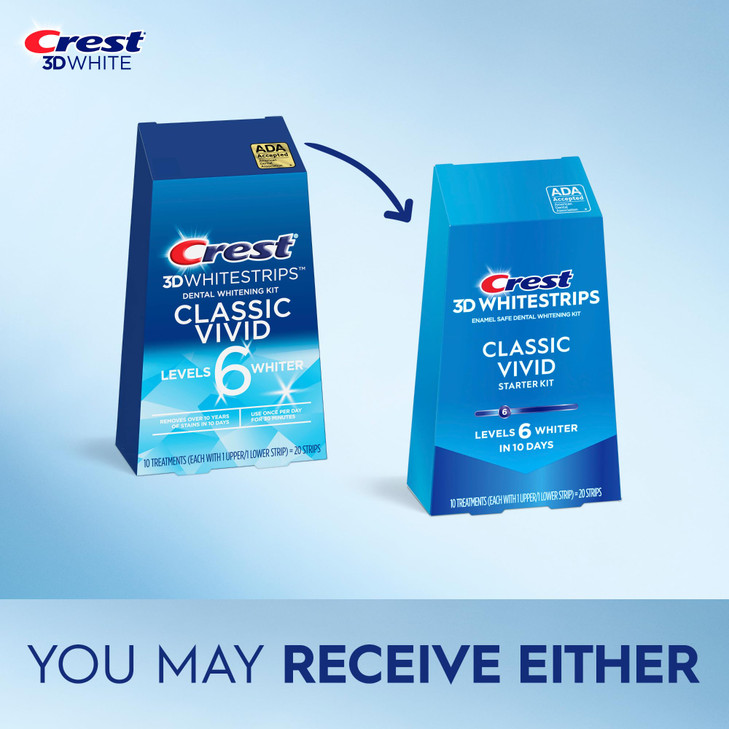 Crest 3D Whitestrips Classic Vivid Teeth Whitening Strip Kit 20 Strips 10 Count Pack