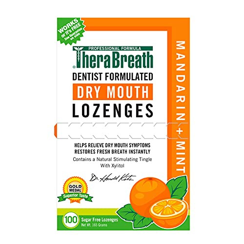 TheraBreath Dry Mouth Lozenges with Zinc 100 Lozenges Mandarin Mint 100 Count Pack of 2