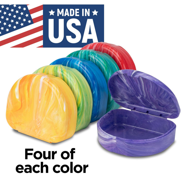 Marble Retainer Cases with Labels Assorted Colors 24 Pack