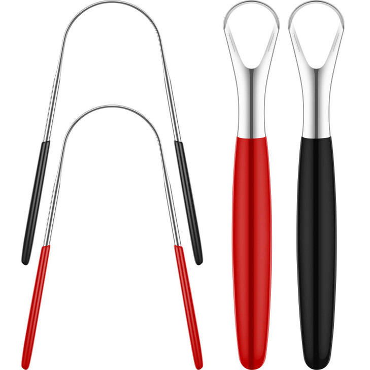 4 Pieces Tongue Scrapers Reduce Bad Breath Cleaning Tongue Brushes Stainless Steel Oral Tongue Brushes Beauty Tools