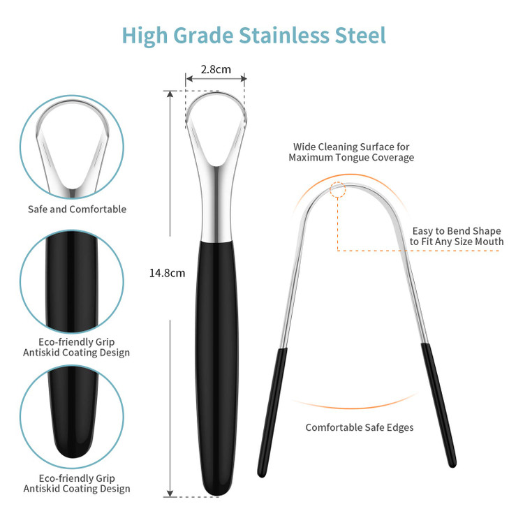 4 Pieces Tongue Scrapers Reduce Bad Breath Cleaning Tongue Brushes Stainless Steel Oral Tongue Brushes Beauty Tools