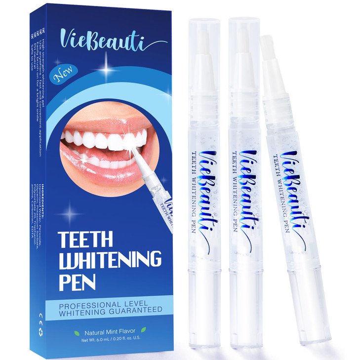 VieBeauti Teeth Whitening Pen 3 Pcs 30 Uses Effective Painless No Sensitivity TravelFriendly Easy to Use Beautiful White