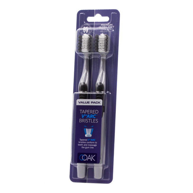 Ooak Toothbrush Tapered VArc Bristles 2 Pack SilverBlack