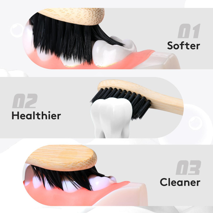 Virgin Forest 10 Count Bamboo Toothbrush Soft Bristle for Adults Eco Friendly Natural Wooden Toothbrushes Vegan Organic