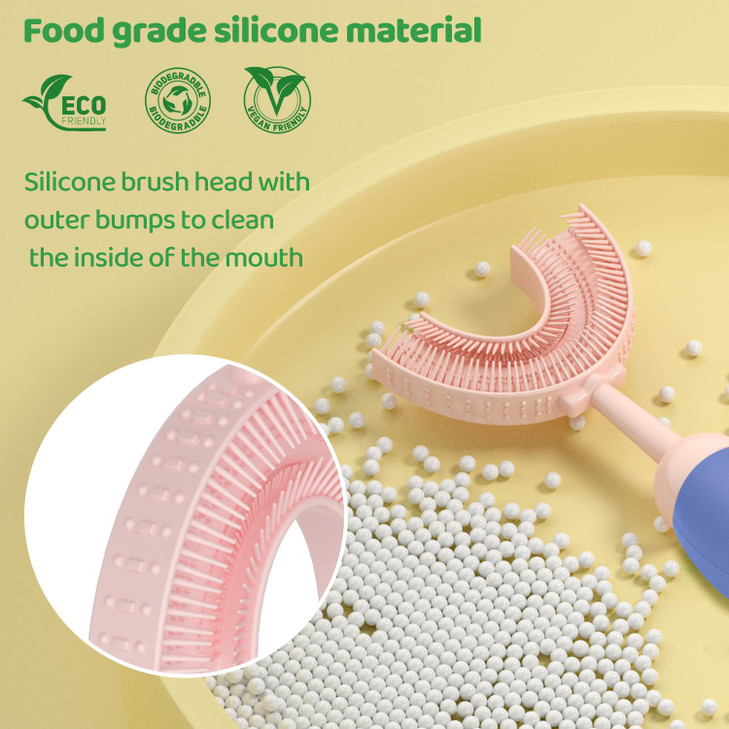 ZMRZ UShaped Toothbrush for Kids Ages 27 Soft FoodGrade Silicone for Sensitive Gums 360 Teeth Cleaning Design Training T