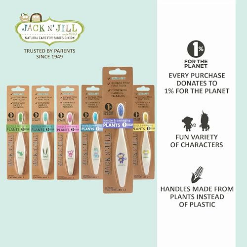 Jack N Jill Kids Toothbrush Extra Soft Bristle Toothbrush for Kids Handle Packaging Made from Plants Corn Ergonomic Hand