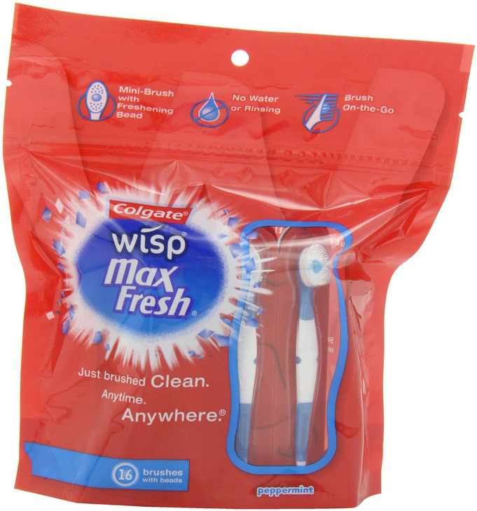 Colgate Wisp MiniBrush with Freshening Bead Peppermint 16Count