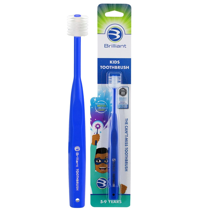 Brilliant Oral Care Kids Toothbrush with Soft Bristles and Round Head for a Child Approved Easy to Use AllAround Clean M