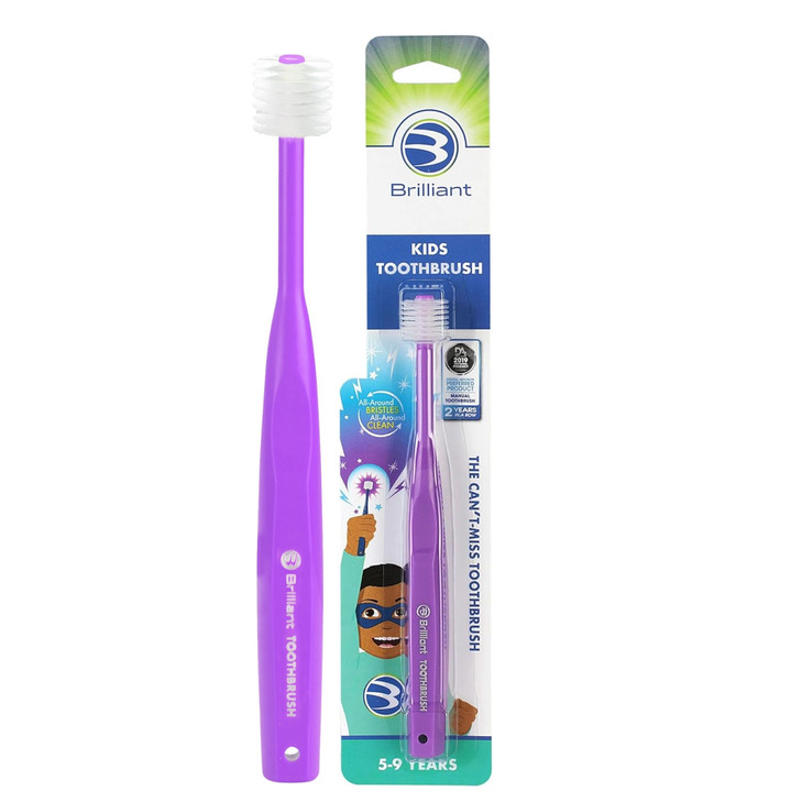 Brilliant Oral Care Kids Toothbrush with Soft Bristles and Round Head for a Child Approved Easy to Use AllAround Clean M