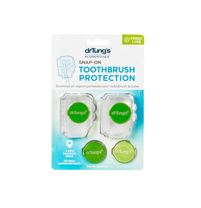 Dr Tungs SnapOn Toothbrush Cover Caps 2 Count Toothbrush Head Cover Travel Case 60 Days Protection Each Comes with 4 Deo