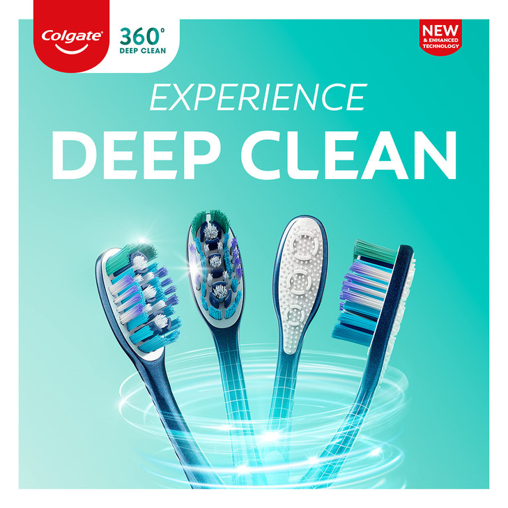 Colgate 360 Whole Mouth Clean Toothbrush Adult Medium Toothbrushes 5 Count Pack of 1