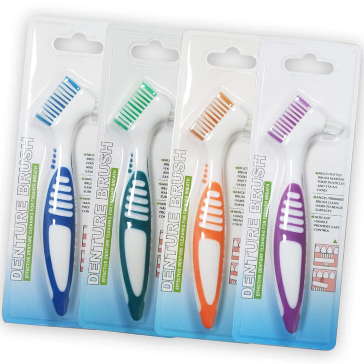 4 Pcs Denture Brushes with Double Sided Denture Cleaning Brush Heads for Denture Care 4Pcs