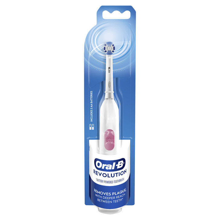 OralB Revolution Battery Toothbrush with 1 Brush Head White Batteries Included