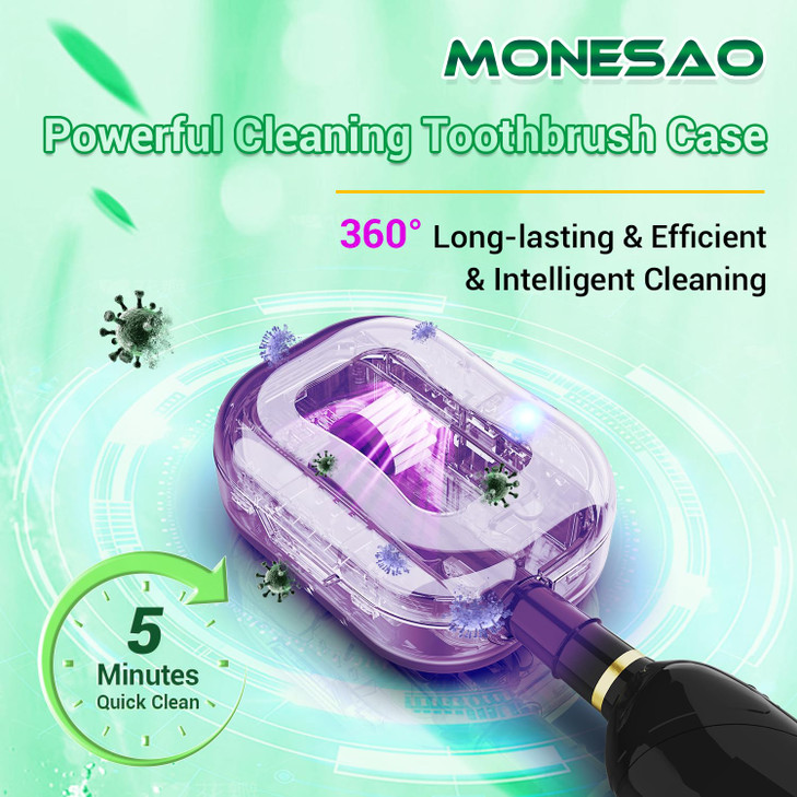 MONESAO Toothbrush Sanitizer Case Toothbrush Covers with Holder Rechargeable Travel Home Toothbrush And Holder Cleaner C