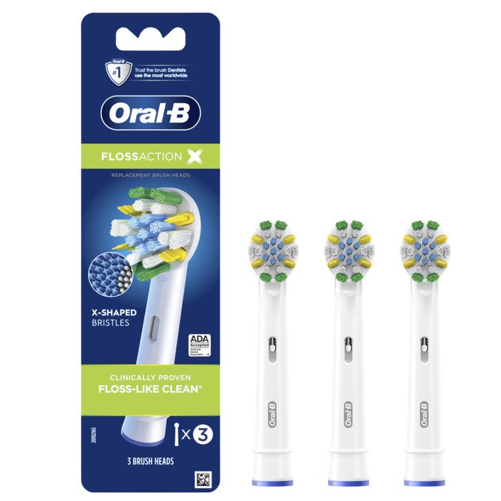 OralB FlossAction Electric Toothbrush Replacement Brush Heads Refill 3ct Black
