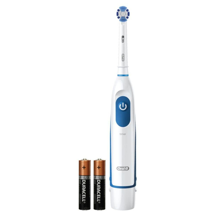 OralB Pro 100 Precision Clean Battery Powered Electric Toothbrush Blue and White