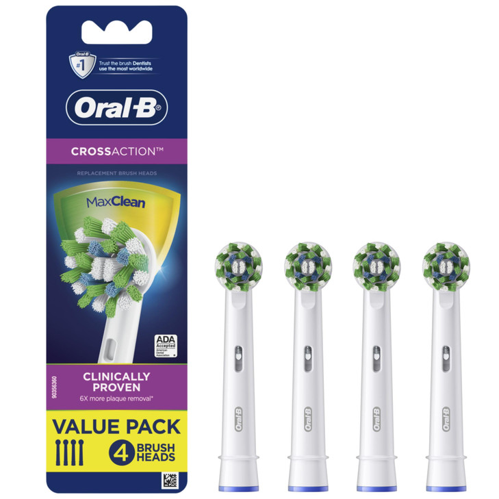 OralB CrossAction Electric Toothbrush Replacement Brush Heads Refill 4ct