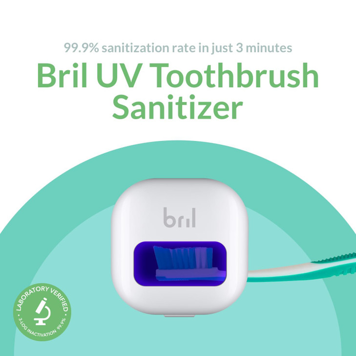 Bril UVC Toothbrush Sanitizer Portable Cleaner Travel Cover Magnetic Holder and Rechargeable Case for Any Size Toothbrus
