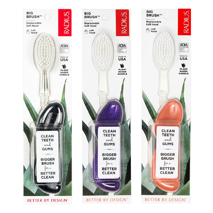 RADIUS Big Brush with Replaceable Head BPA Free ADA Accepted Toothbrush Designed to Improve Gum Health Reduce Gum Issues