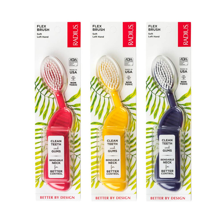 RADIUS Flex Brush with Soft Bristles Toothbrush BPA Free ADA Accepted Designed to Improve Gum Health Reduce Issues Left