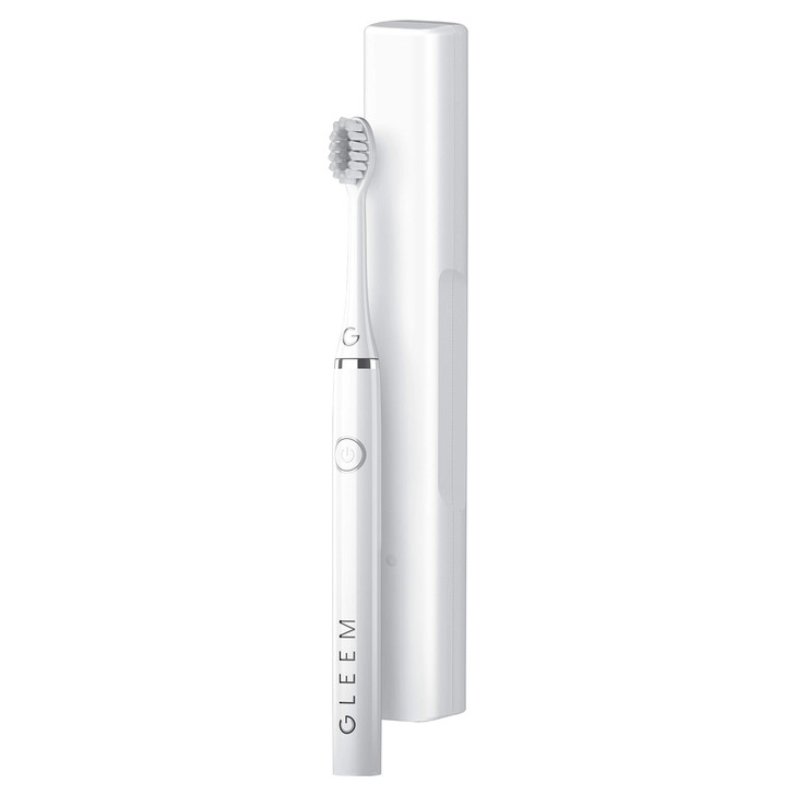 Gleem Battery Power Electric Toothbrush with Travel Case Soft Bristles White