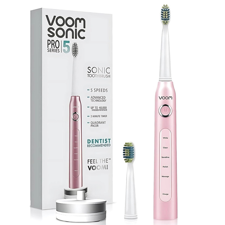 Voom Sonic Pro 5 Electric Toothbrush for Adults Ultrasonic Electric Toothbrushes with Replacment Brush Head Dentist Reco