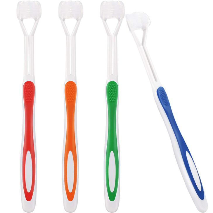 Boao 4 Pieces Toothbrush 3 Sided 71 Inch Autism Sensory Toothbrush 360 Degree Cleaning Travel Brush Complete Teeth Angle