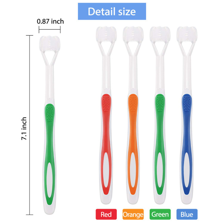 Boao 4 Pieces Toothbrush 3 Sided 71 Inch Autism Sensory Toothbrush 360 Degree Cleaning Travel Brush Complete Teeth Angle