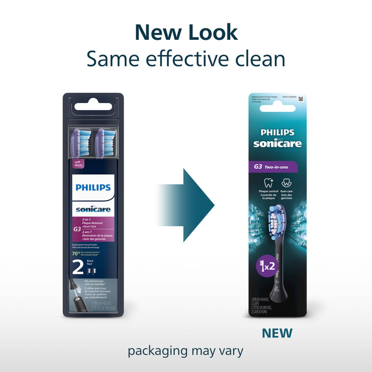 Philips Sonicare G3 TwoinOne Genuine Replacement Electric Toothbrush Heads Black 2 Pack HX905295