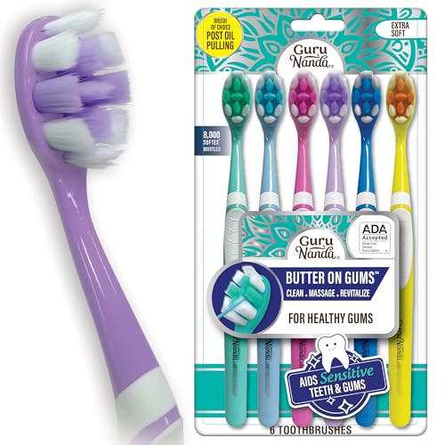 GuruNanda Butter On Gums Toothbrush ADA Accepted With 8000 Ultra Soft Softex Bristles for Sensitive Receding Gums Perfec