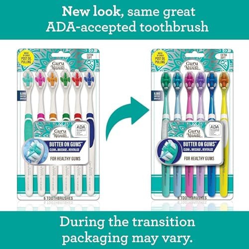 GuruNanda Butter On Gums Toothbrush ADA Accepted With 8000 Ultra Soft Softex Bristles for Sensitive Receding Gums Perfec